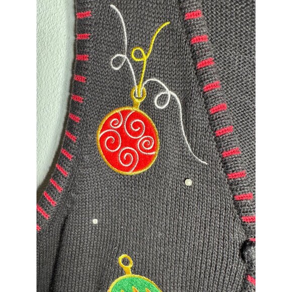 Holiday Editions Women XLarge black Christmas Sweater Vest - Picture 14 of 15